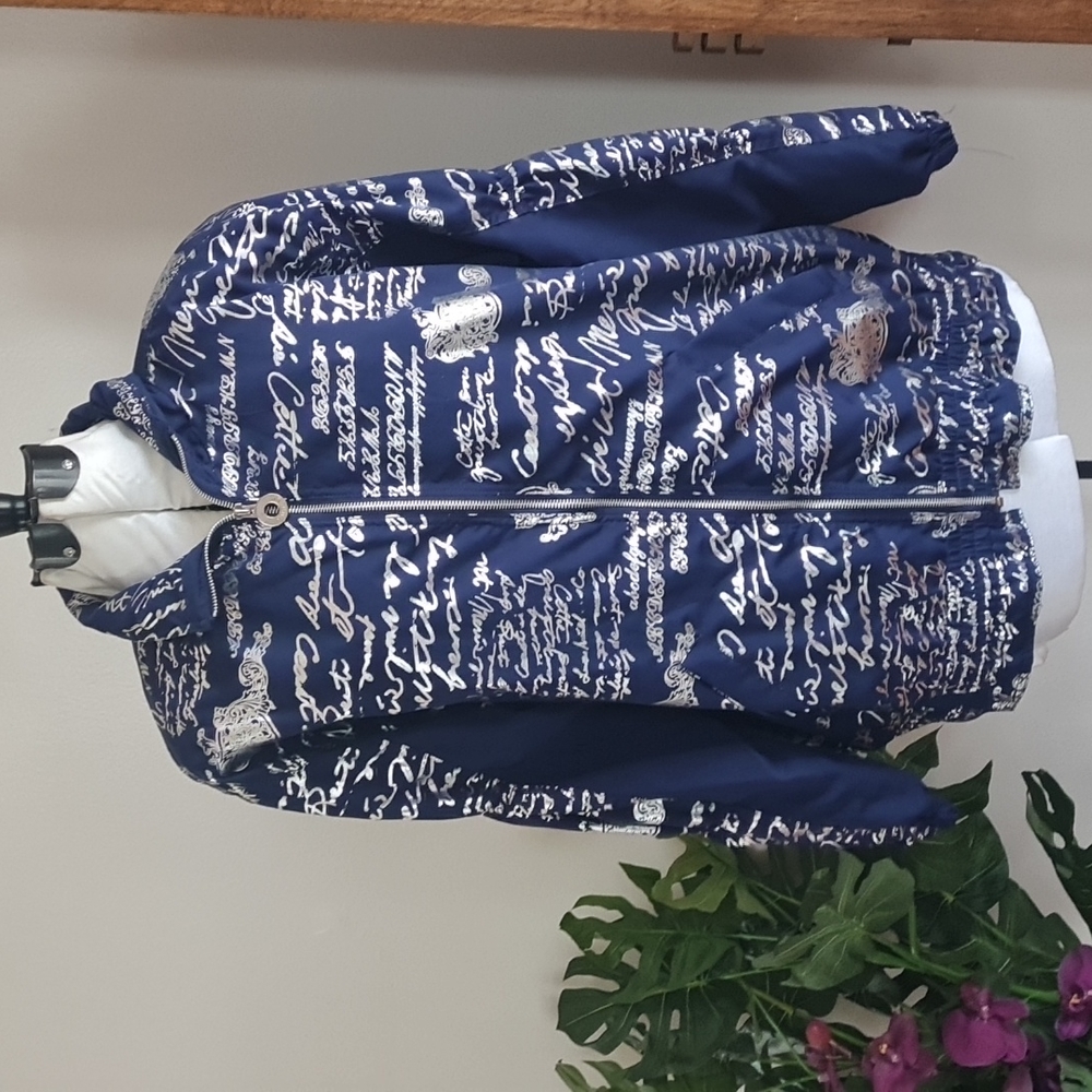 Vintage blue and silver bomber jacket size Large